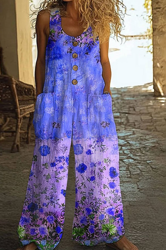 Casual Retro Personalized Printed Jumpsuit