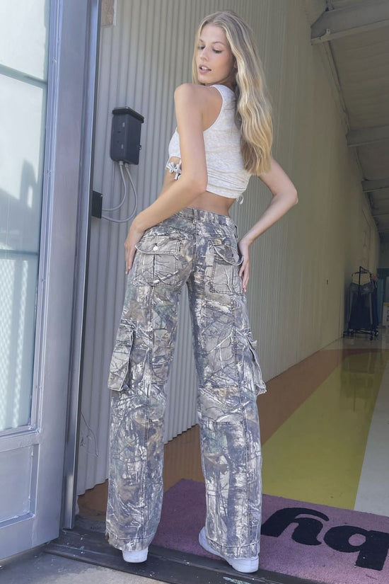 Casual Camouflage Cargo Pants Loose Overalls Summer Low Waist Straight Trousers With Pockets