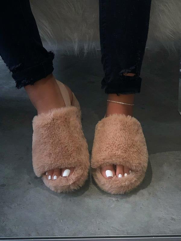Open-toe slippers with thick bottom muffins