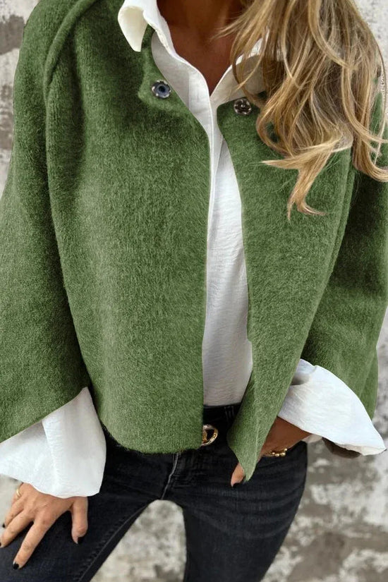 Women's Batwing Sleeve Cardigan Ins Fashion Cropped Jacket Tops Autumn And Winter Loose Short Cashmere Coat - DanaFashionstore