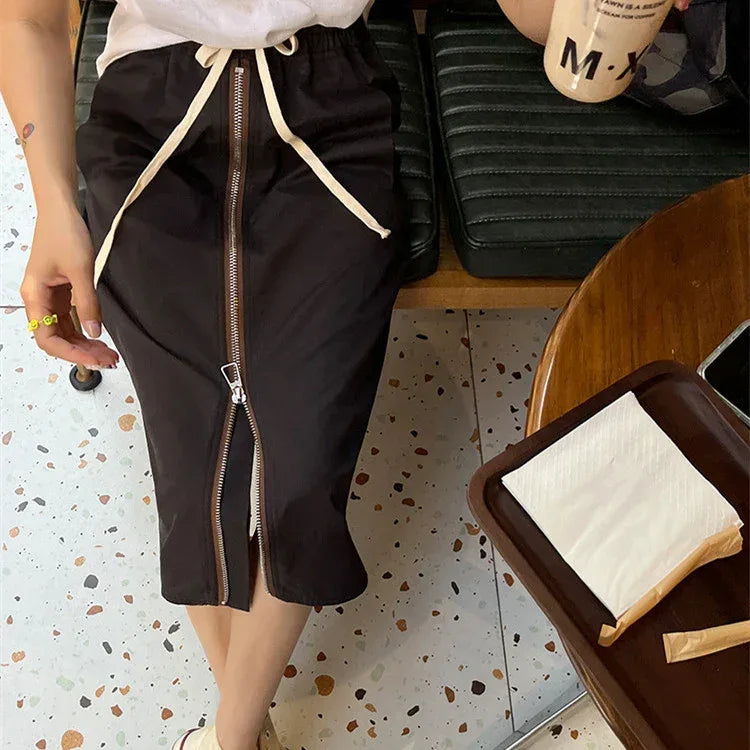 Women's Zip Skirt Slimming Mid-length Straight Skirt - DanaFashionstore