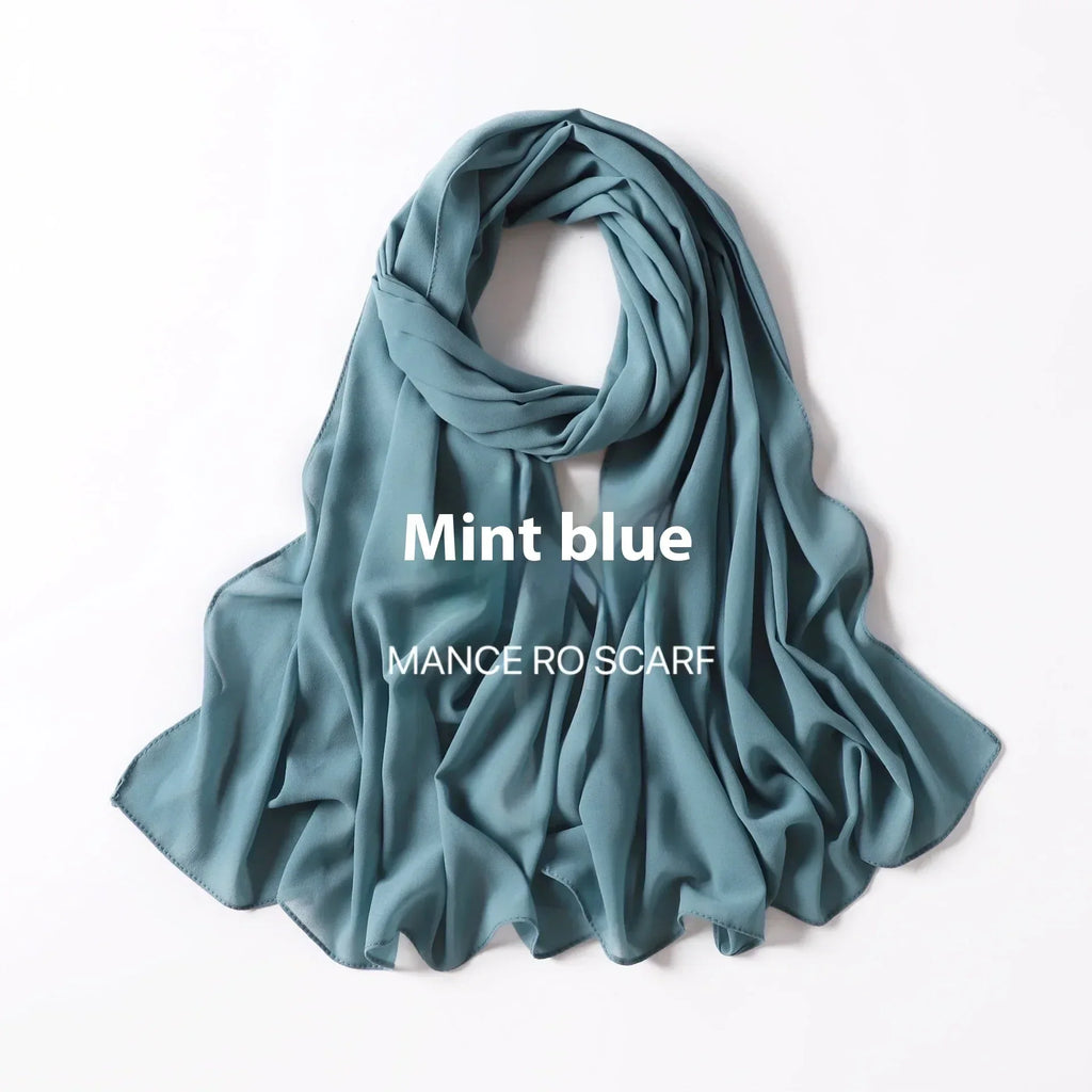 Pure Color Pearl Chiffon Scarf Headcloth Veil Chiffon Scarf - DanaFashionstore