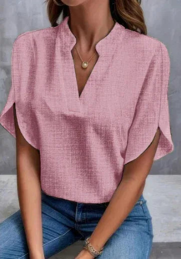 Summer Short-sleeved Chiffon Shirt New V-neck Shirt Women's Casual Versatile Clothing - DanaFashionstore