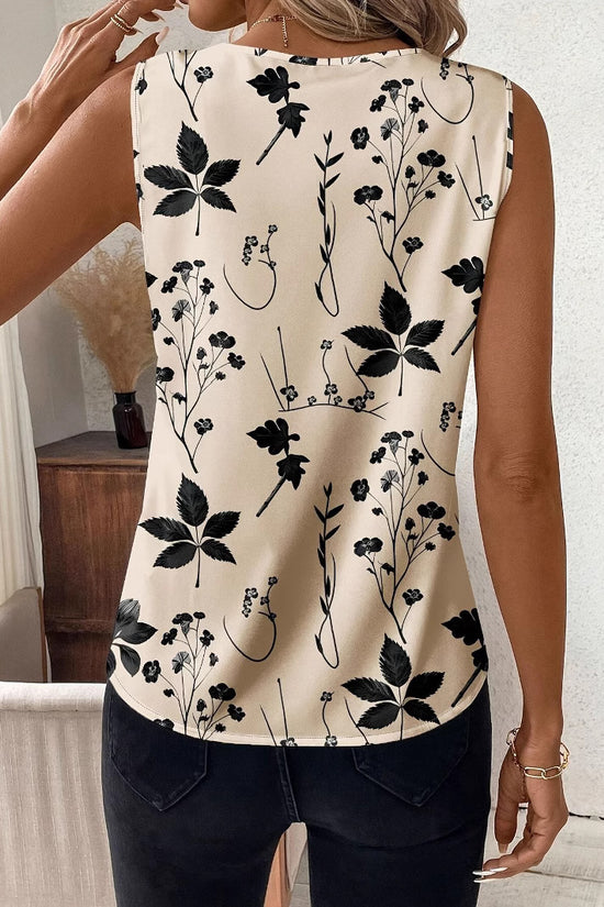 Women's Casual Floral Print Sleeveless V-neck Vest Tops