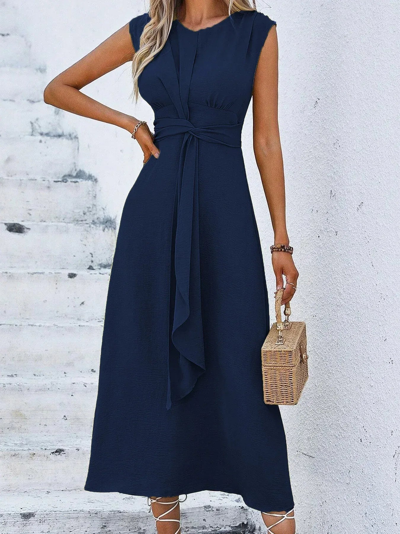 Solid Color Waist-Tight Tied Dress Women 2026 - Bodycon Wrap Dress - DanaFashionstore