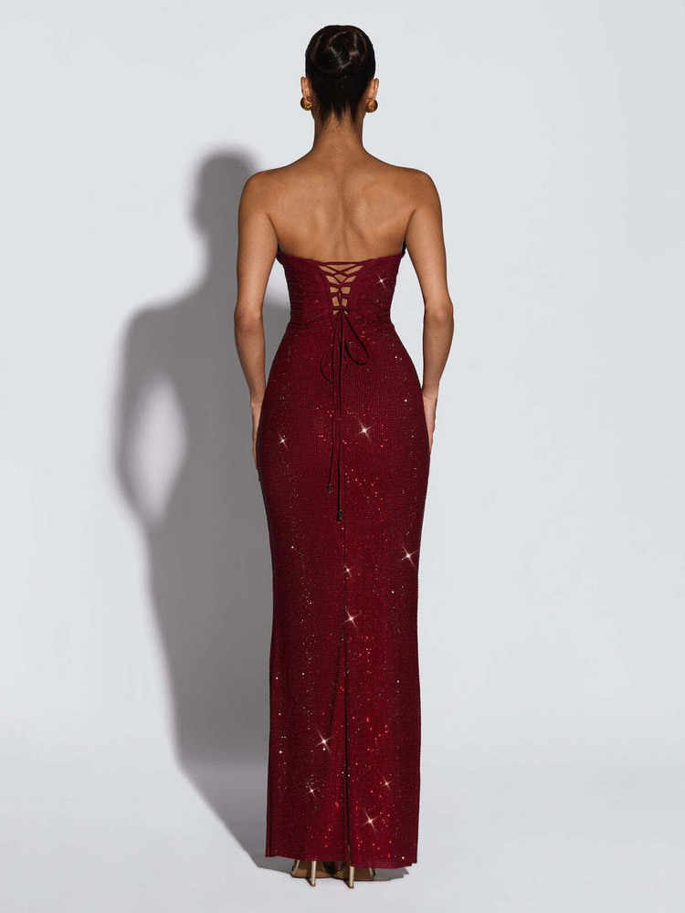 Slim-fit Sleeveless Sequin Maxi Evening Gown
