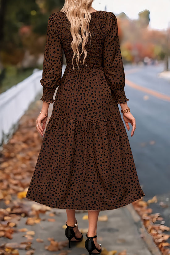 Women's Clothing Leopard Print Long Sleeve Dress - Dana Fashion