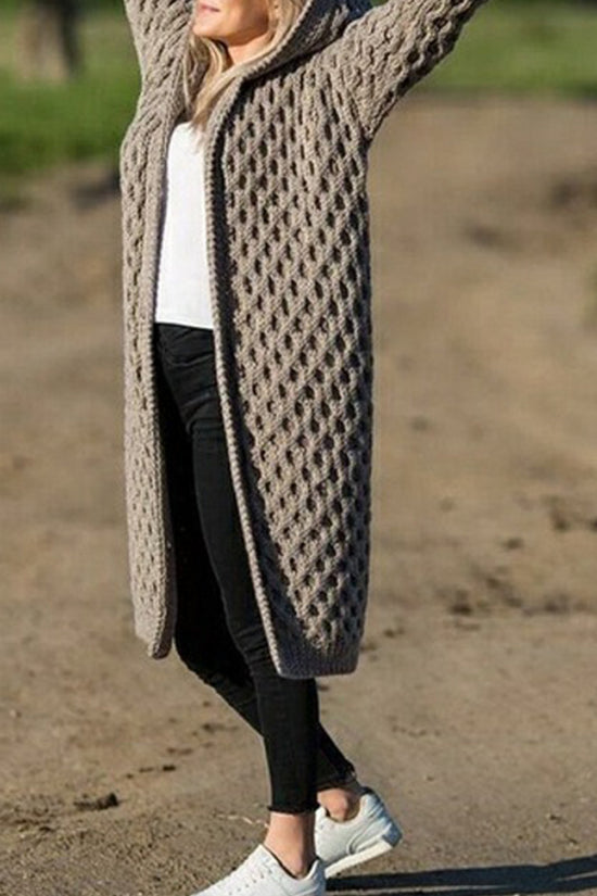 Women Winter Thick Warm Hooded Knitted Cardigan