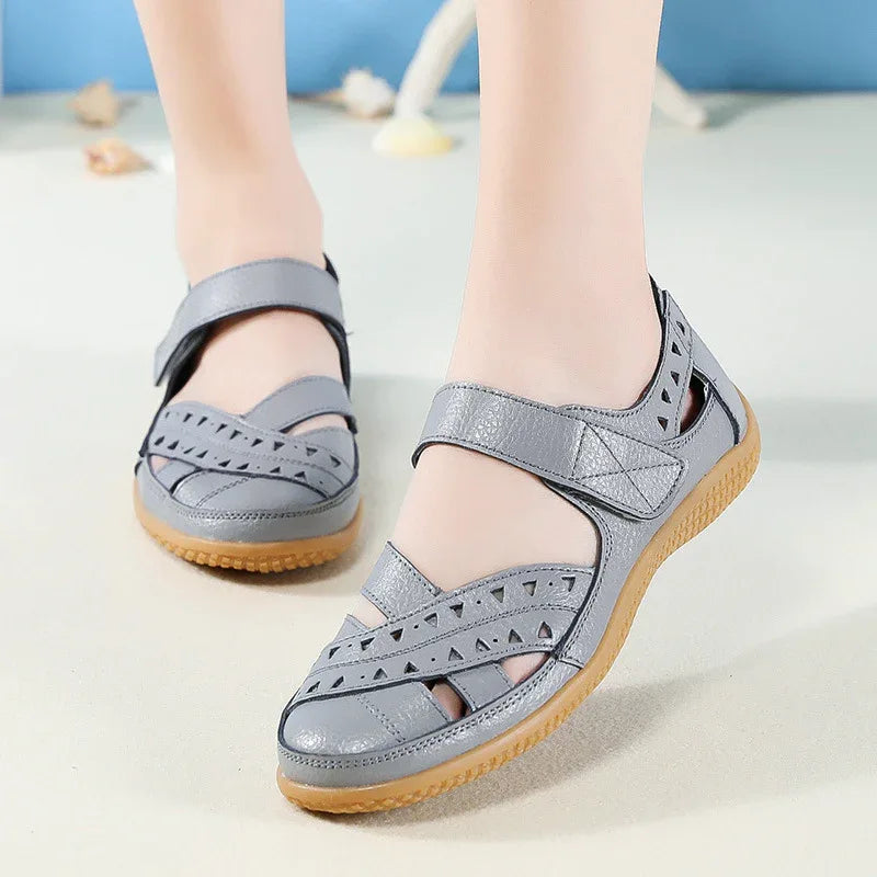 Women's Hollow Hole Leather Casual Sandals - DanaFashionstore