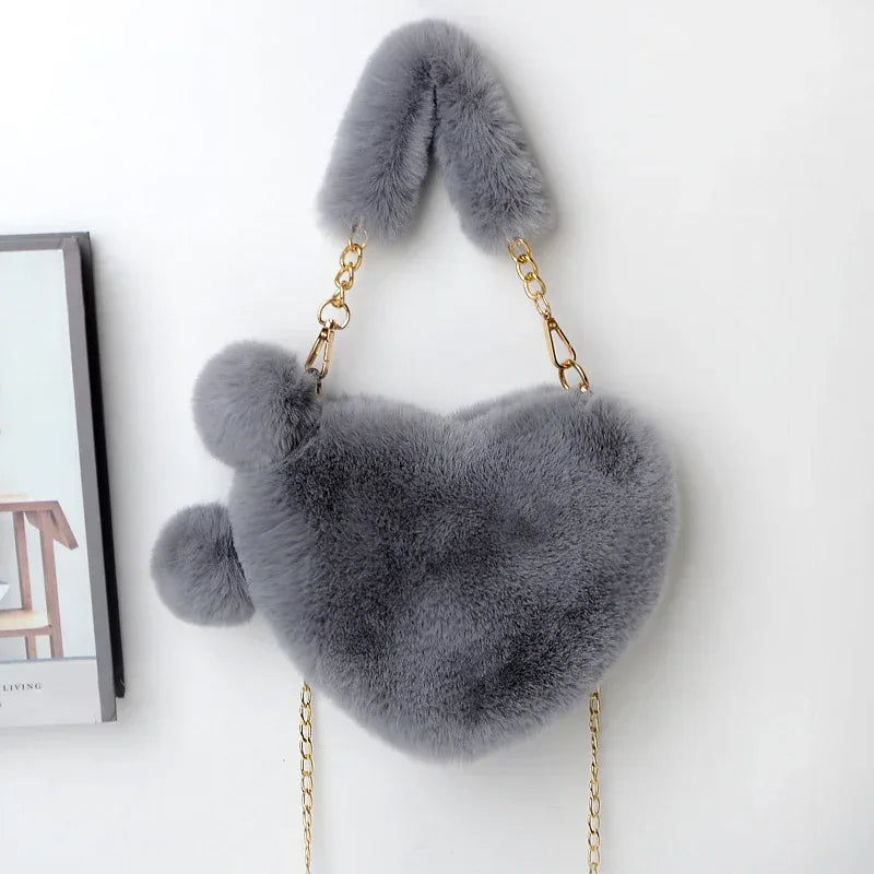 Love Bags Soft Plush Handbags Women Valentine's Day Party Bag - DanaFashionstore