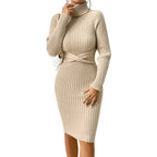 Autumn And Winter Outfit High-neck Slim-fit Sweater Dress - DanaFashionstore