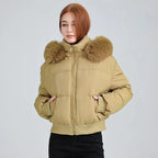 Women's Hooded Fur Collar Cotton Coat 2025 - Designer Padded Jacket - DanaFashionstore