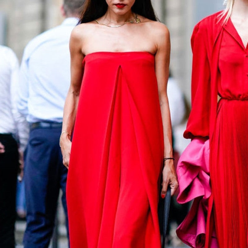 One-piece flat shoulder jumpsuit