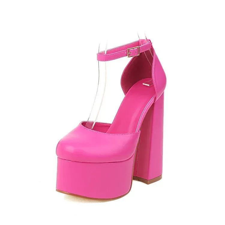 Ladies Sandals Buckle High Heel Platform - DanaFashionstore