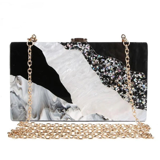 Acrylic hand dinner dress bag Luxury Marble Phone Clutch - Dana Fashion