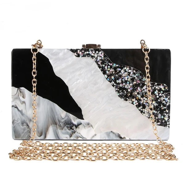 Acrylic hand dinner dress bag Luxury Marble Phone Clutch - Dana Fashion
