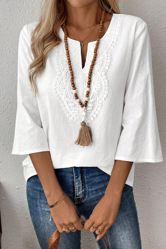 Women's Solid Color V-neck Long-sleeved Simple Casual Shirt