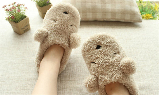 Home Cartoon Dog Soft Plush Slippers