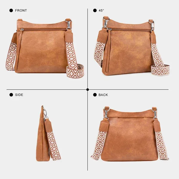 Crossbody Bags For Women With 2 Adjustable Straps Multi Pocket Small Cross Body Purse-Brown - DanaFashionstore