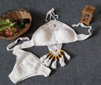 Europe and the United States new woman swimsuit set, beach sunshine bath, foreign trade Crochet Crochet tassel bikini - DanaFashionstore