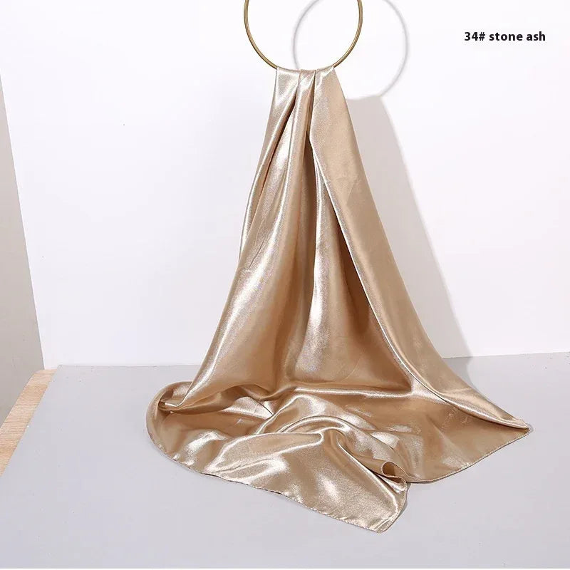 Pure Color Silk Scarf Artificial Silk 90cm Shiny Satin Shawl - DanaFashionstore