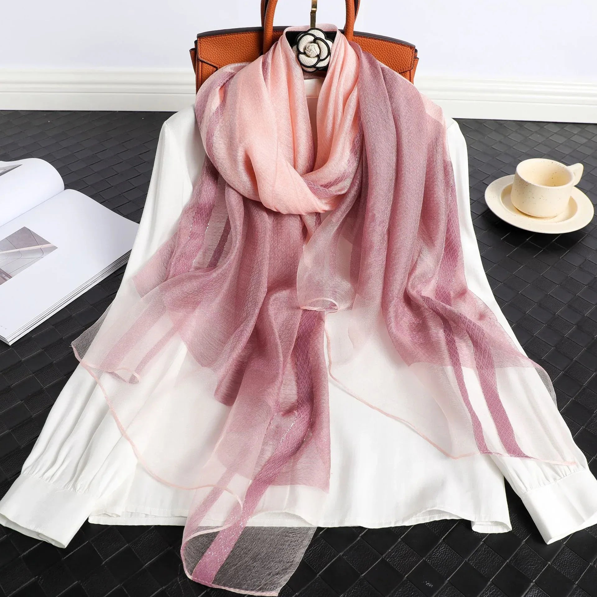 Women's Korean Style Silk Plaid Scarf - DanaFashionstore