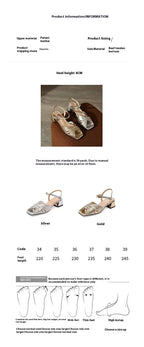 Thick Mid Heel Square Toe Open Toe Buckle Strap Peep Toe Sandals - DanaFashionstore