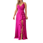 V-Neck High Waist Ruffle Dress 2026 - Irregular Slit Summer Dress - DanaFashionstore