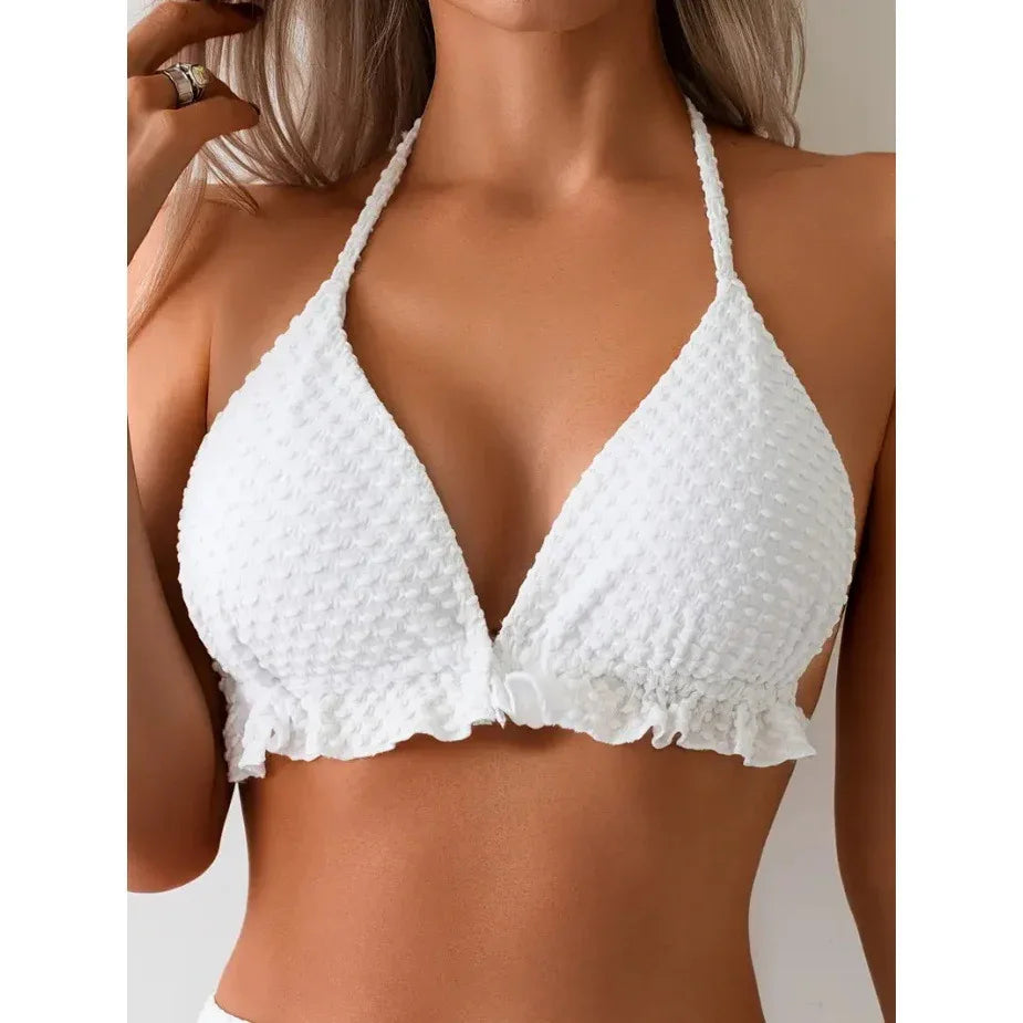 Polka Dot Fabric Bikini Three Piece Swimsuit Women - DanaFashionstore
