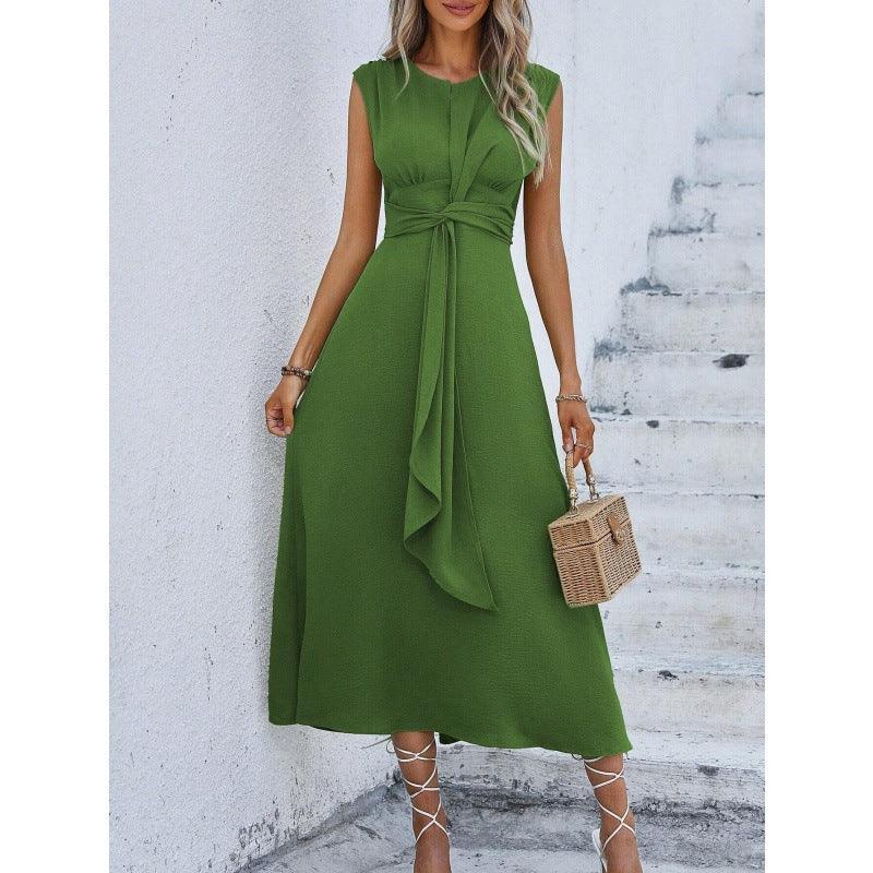 Solid Color Waist-Tight Tied Dress Women 2026 - Bodycon Wrap Dress - DanaFashionstore