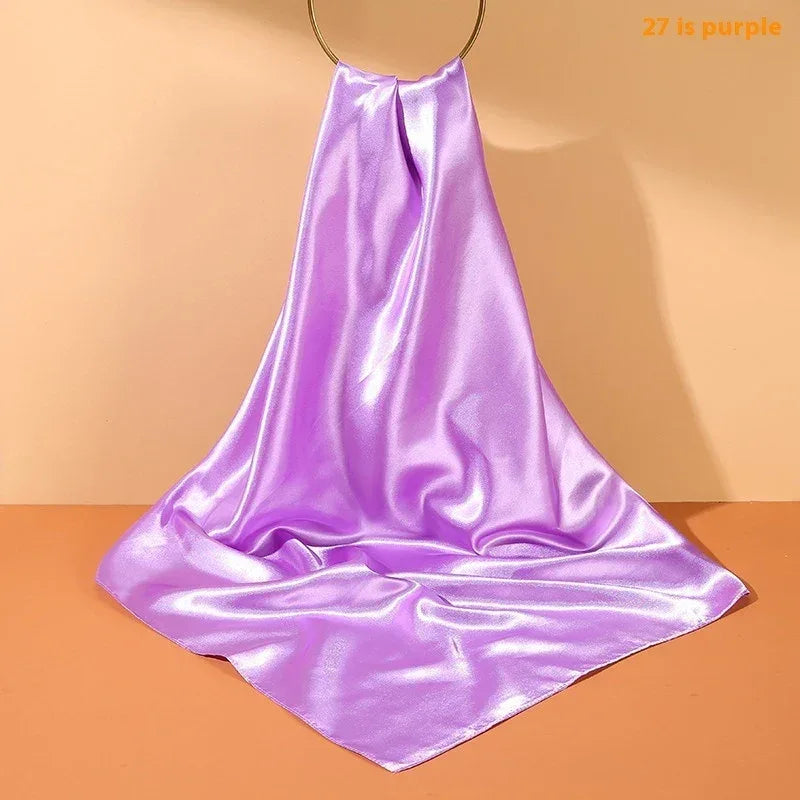 Pure Color Silk Scarf Artificial Silk 90cm Shiny Satin Shawl - DanaFashionstore