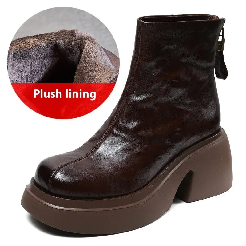 Autumn And Winter New Thick Bottom Chunky Heel Women's Ankle Boots - DanaFashionstore