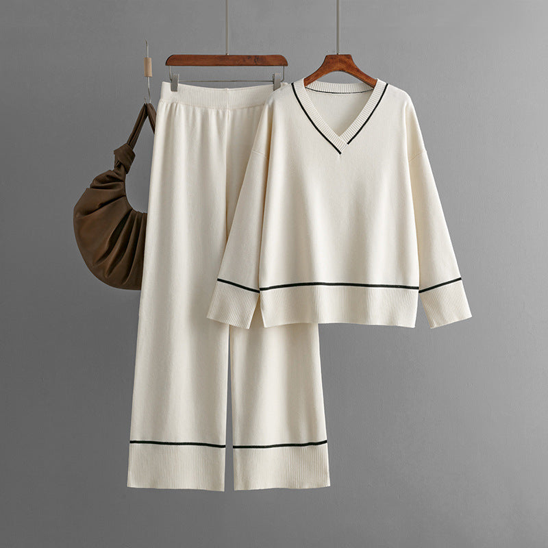 New Loose Casual Sweater Pullover Two-piece Dress Of Knitted Sweater