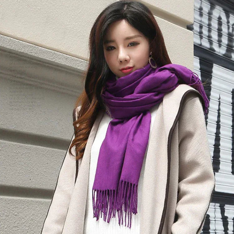 Women's Cashmere Warm Red Annual Meeting Scarf - DanaFashionstore