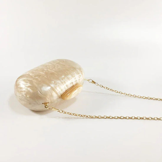 Women's Oval Acrylic Solid Color Pearly Evening Bag - DanaFashionstore