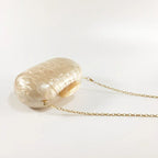 Women's Oval Acrylic Solid Color Pearly Evening Bag - DanaFashionstore