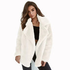 Sexy Plush Lapel Woolen Coat Women - DanaFashionstore