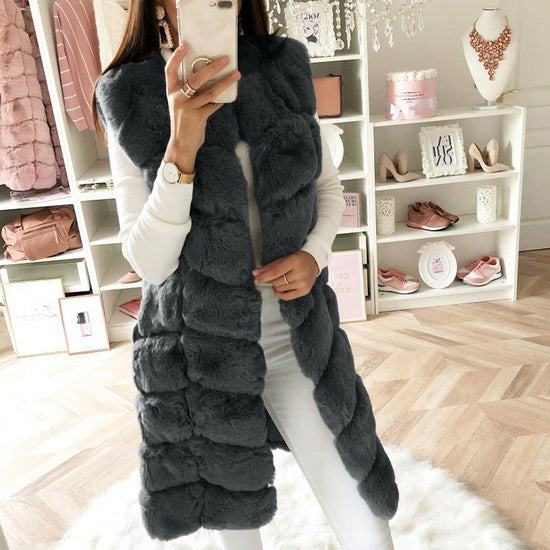 Fur Long Vest Cotton-padded Coat Dana Fashion