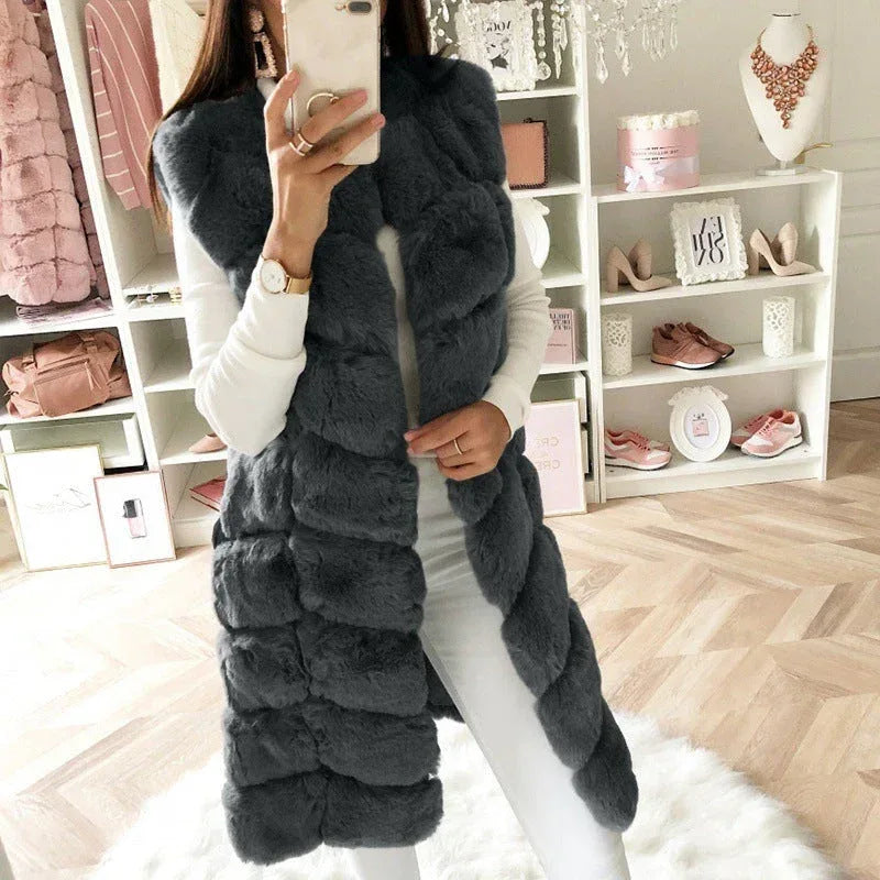 Fur Long Vest Cotton-padded Coat - DanaFashionstore