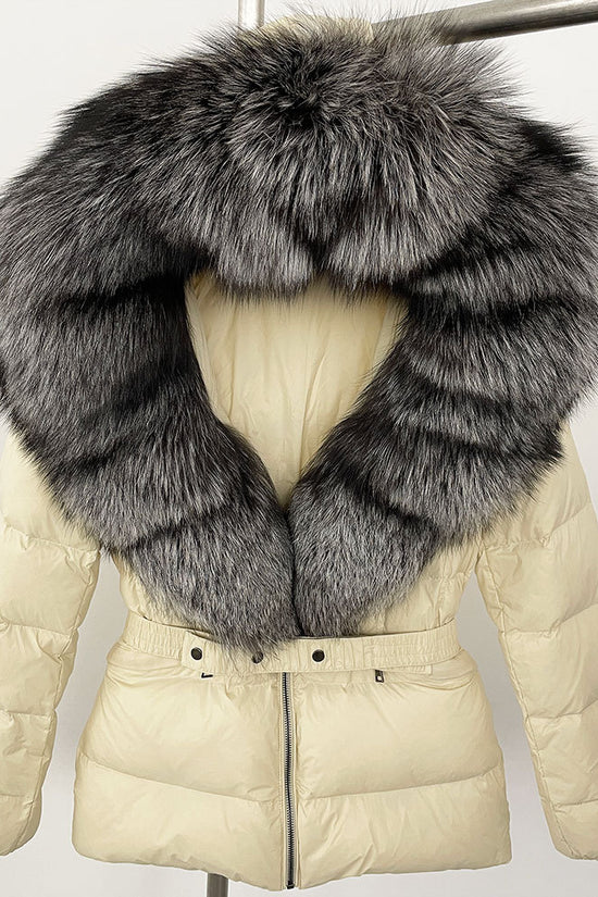 Short Women's Thickened Slim Fit Waist-tight Fur Down Jacket
