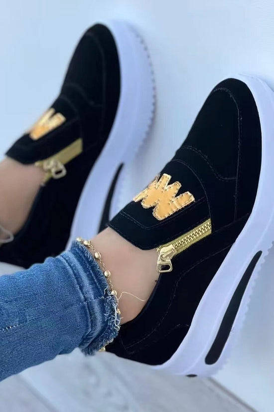 Large Size Sports Shoes Flat Solid Color Women's Casual Sneakers