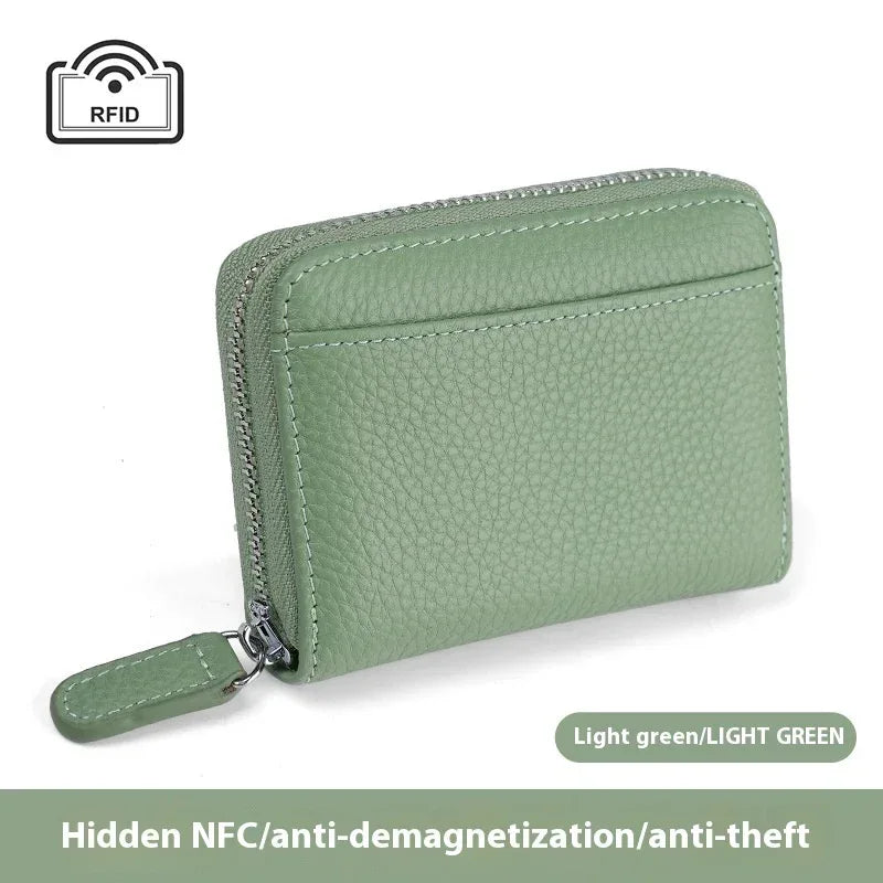 2024 RFID Genuine Leather Card Wallet Men Women Purse With Coin Pocket Zipper Credit Card Holder Small Wallets Bags - DanaFashionstore