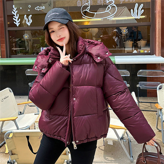 Women's Clothing Graceful Stand Collar Hooded Cotton Jacket