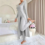 Crew Neck Split Long Sleeve Two-piece Set - DanaFashionstore