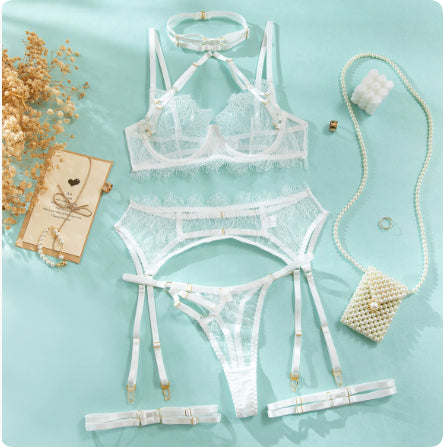 Sexy Embroidery Lace Sexy Backless Bra Set