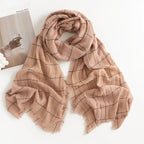 Herringbone Pattern Monochrome Artificial Cashmere Scarf Women's Simple Casual Style Tassel Warm Shawl - DanaFashionstore