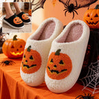 Halloween Pumpkin Cartoon Slippers Warm Winter Slippers Men And Women Couples Indoor House Shoes - DanaFashionstore