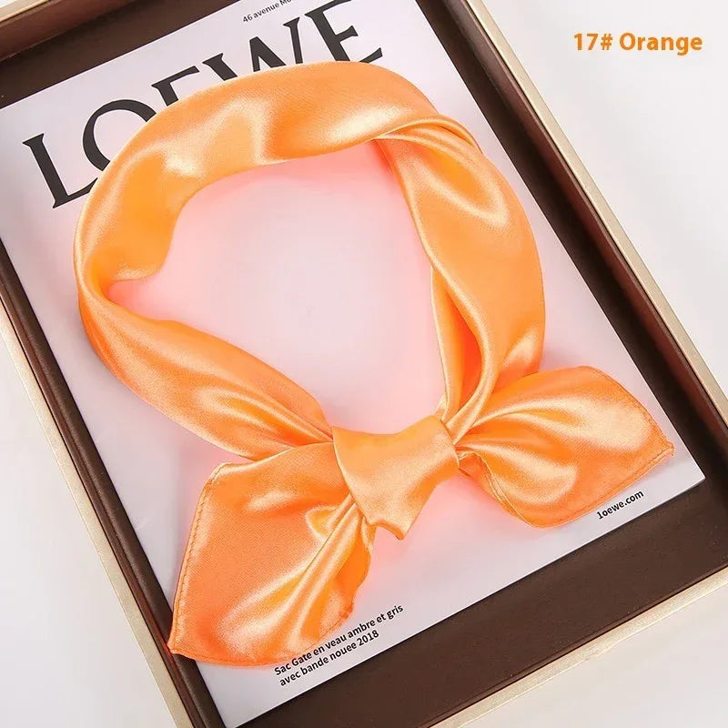 Solid Color Square Scarf Artificial Silk Small Square Towel - DanaFashionstore
