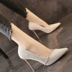 Spring And Autumn All-match French Girl Pointed Rhinestone Stiletto Banquet High Heels - DanaFashionstore