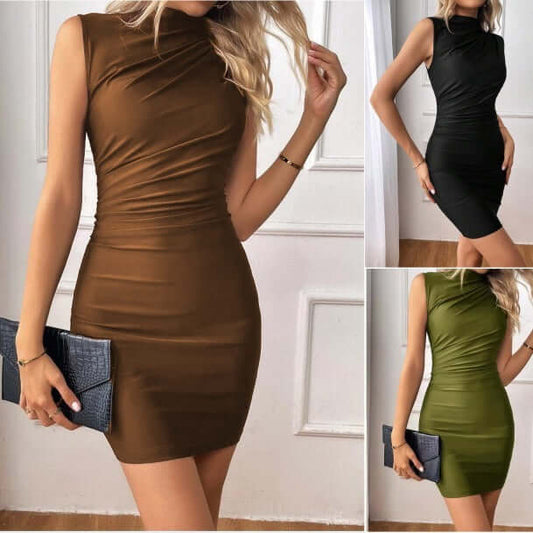 Sleeveless Vest Knitted High Elastic Sheath Dress $24.90 Dana Fashion Color: Army Green Size: L Women's clothing Product information: Pattern: solid color Skirt type: hip skirt Color: Brown, Army Green, black, wine red Waist type: elastic waist Size: S,M,